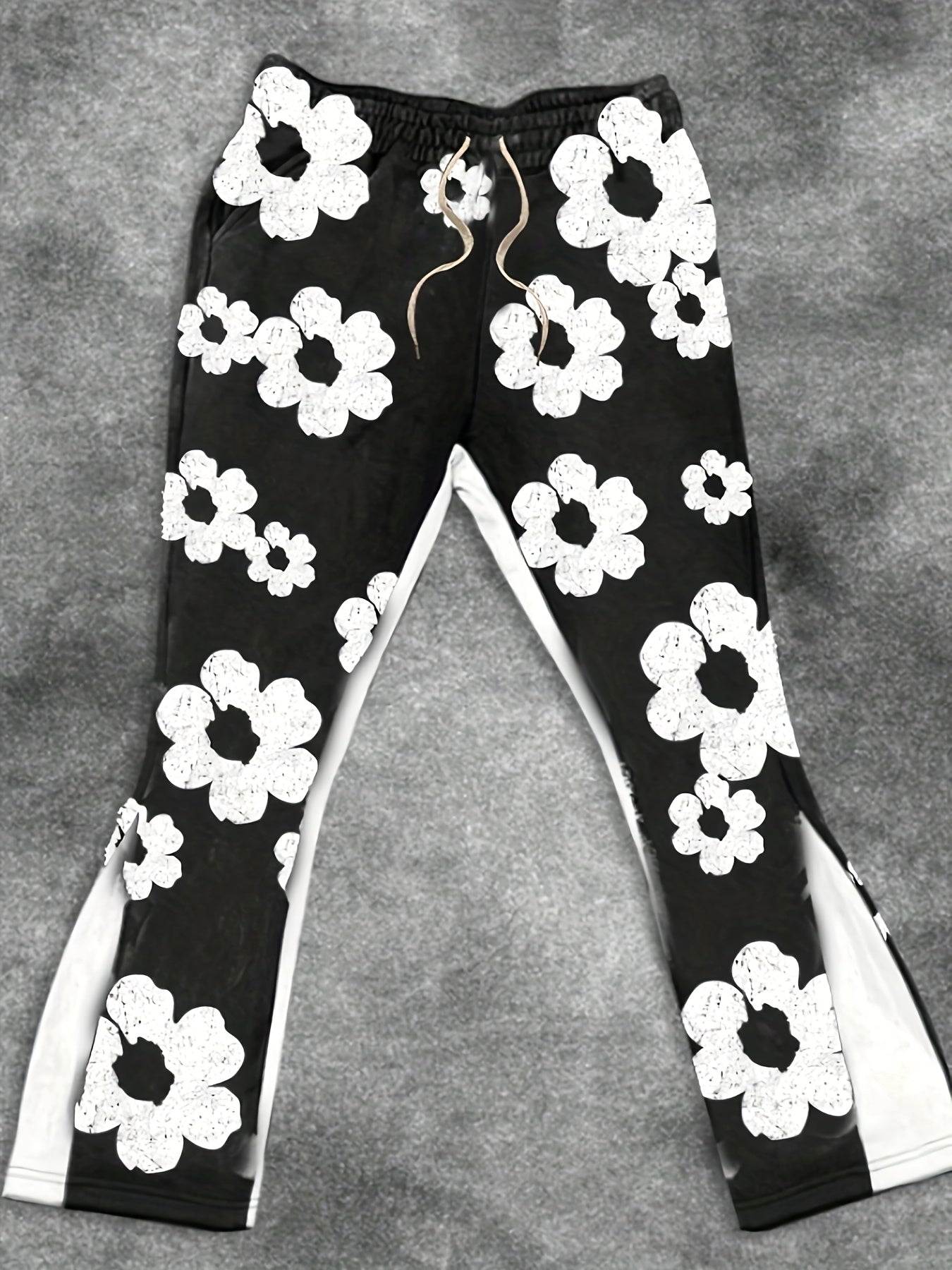 Men's Casual Joggers with Floral Print - Comfortable Polyester, Machine Washable, Regular Fit Sweatpants