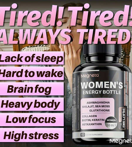 Megneta 20 In 1 Vitamins&Minerals, Women's Supplement Plus With Sea Moss, Shilajit, Ashwagandha 200mg Each, Special For Women, Energize By DayTime&Enjoy By Nighttime, 60 Capsules, 26, 671mg Per Serving