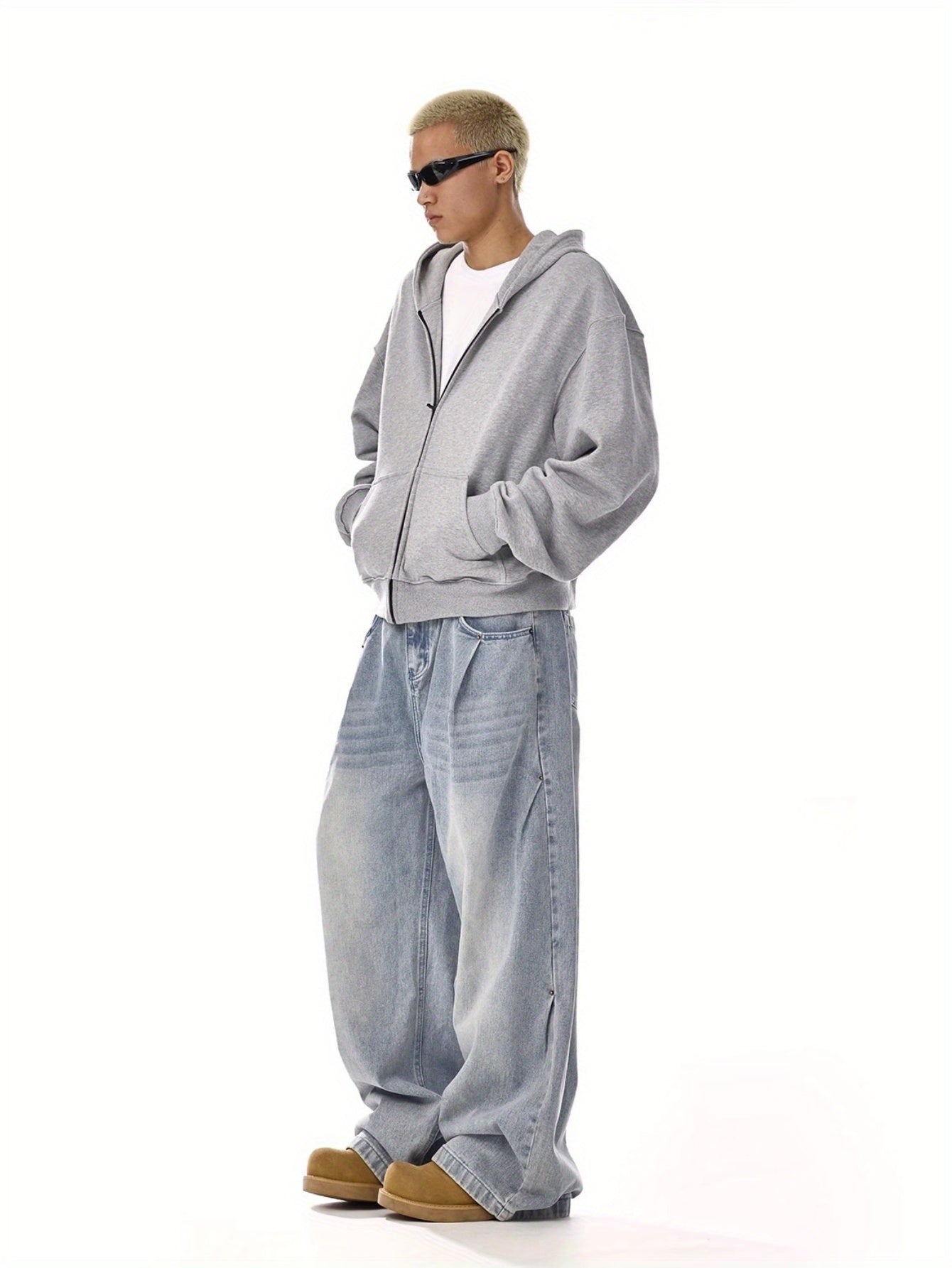 Men fashion brand American retro wash jeans | High street, straight and versatile, loose casual wide-leg trousers