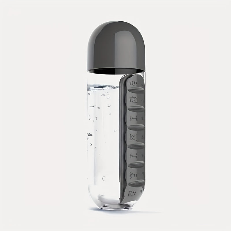 Creative Two-in-one Medicine Box Water Cup Seven-day Divided  Portable Water Bottle One-week Medicine Box Cup