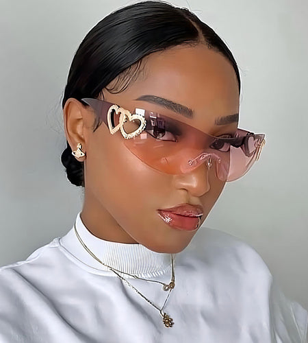 Fashion Glasses Heart Border Decorative Glasses, Gradient Lens, Anti-reflective