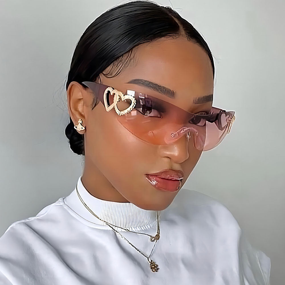 Fashion Glasses Heart Border Decorative Glasses, Gradient Lens, Anti-reflective
