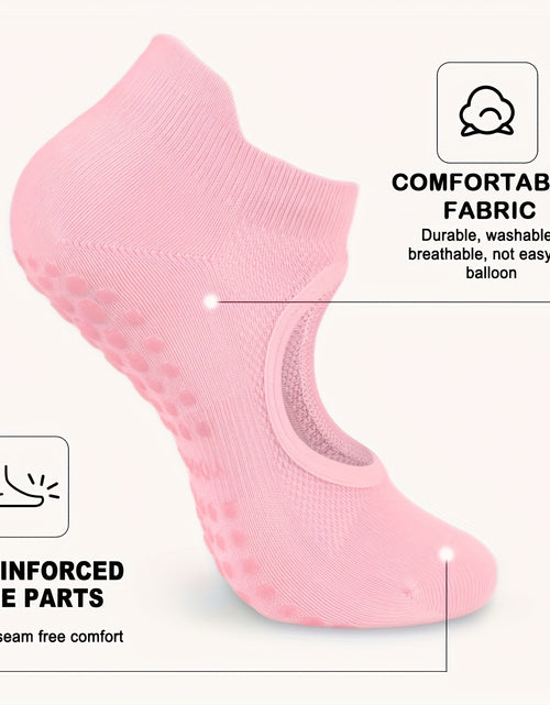Load image into Gallery viewer, [2 Pairs Grippy Pilates Socks] 2 Pairs Non-Slip Grippy Pilates Socks for Women | Open Top Yoga Socks, Breathable Athletic Socks for Workout, Barre, Dance - Barre Accessory
