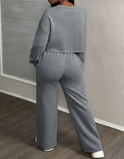 Load image into Gallery viewer, Solid-color Women's Fashionable Autumn and Winter Wear - A Simple Round-neck Long-sleeved Top And Trousers With Pocket And Waist Tie Design
