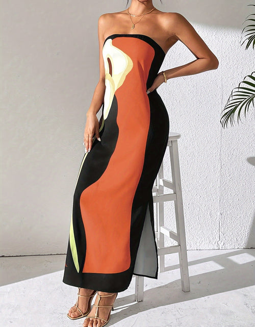 Load image into Gallery viewer, Women&#39;S Spring And Summer Casual Elegant Women&#39;S Avocado Print Strapless Midi Dress
