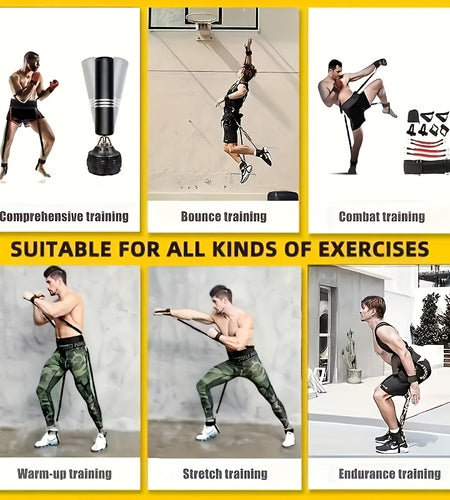 [150 Lb Resistance Belt Kit] 150 Lb Heavy Punch Resistance Belt Kit | 12pcs Resistance Ring, Full Body Workout, Improve Power/Speed/Agility | Boxing, Taekwondo, Indoor Fitness, Leg Training Equipment