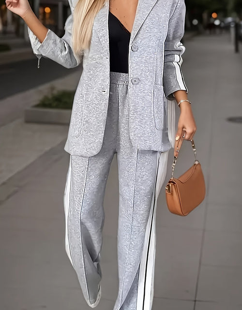 Load image into Gallery viewer, 2025 New Elegant Women&#39;s Blazer &amp; Pants Set - Long Sleeve, Lapel Collar, with Side Stripe Detail Very Relaxing and Fashionable
