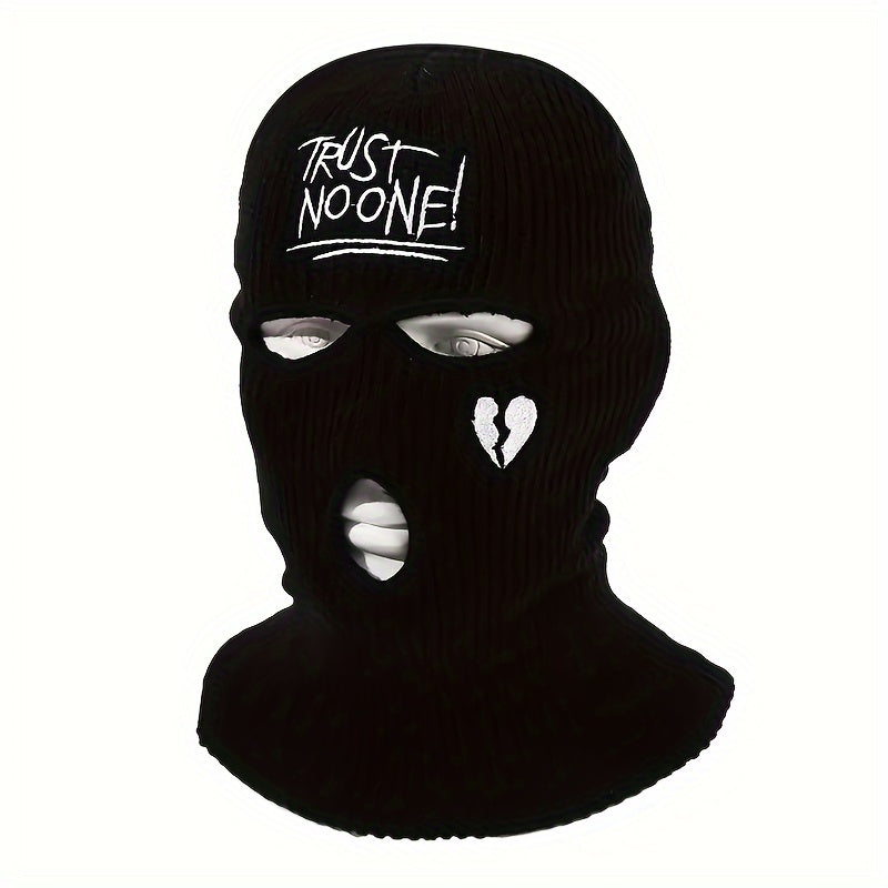 2pcs Graphic Unisex Thermal 3-Hole Winter Knitted Mask With Full Face Covering For Outdoor
