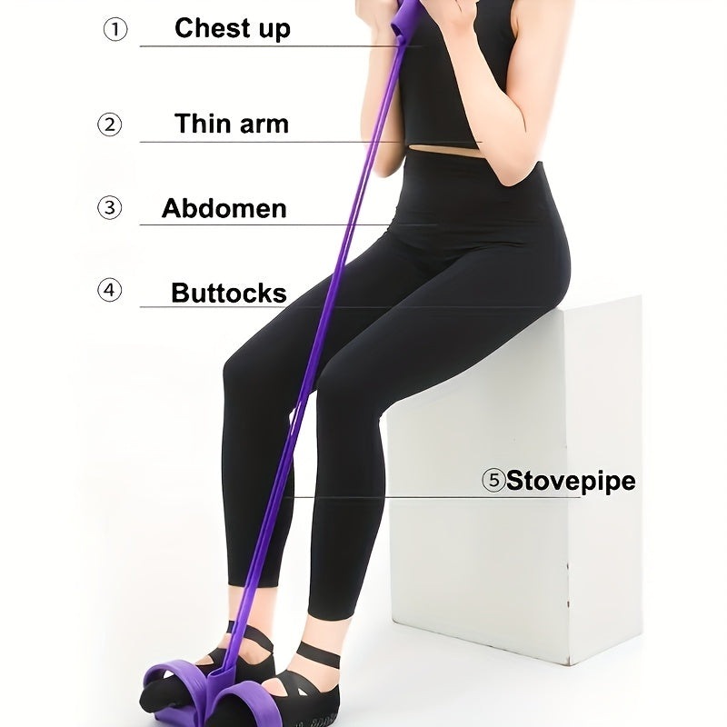 Home Gym Resistance Bands - 4 Elastic Tubes, Suitable for Full Body Exercise, Abdominal Exercise, Rowing Machine and Fitness Equipment - Enhance Strength and Flexibility