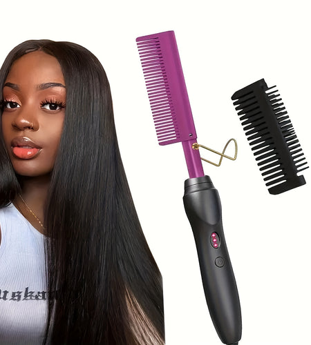 High-Temperature Electric Hair Straightener Comb - Versatile for Dry or Wet Hair, Ideal for Stylists & Home Use, 110V/220V