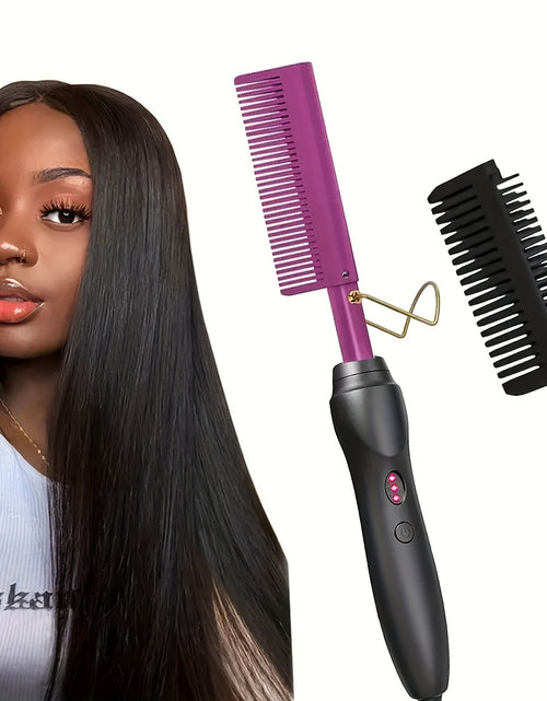 Load image into Gallery viewer, High-Temperature Electric Hair Straightener Comb - Versatile for Dry or Wet Hair, Ideal for Stylists &amp; Home Use, 110V/220V
