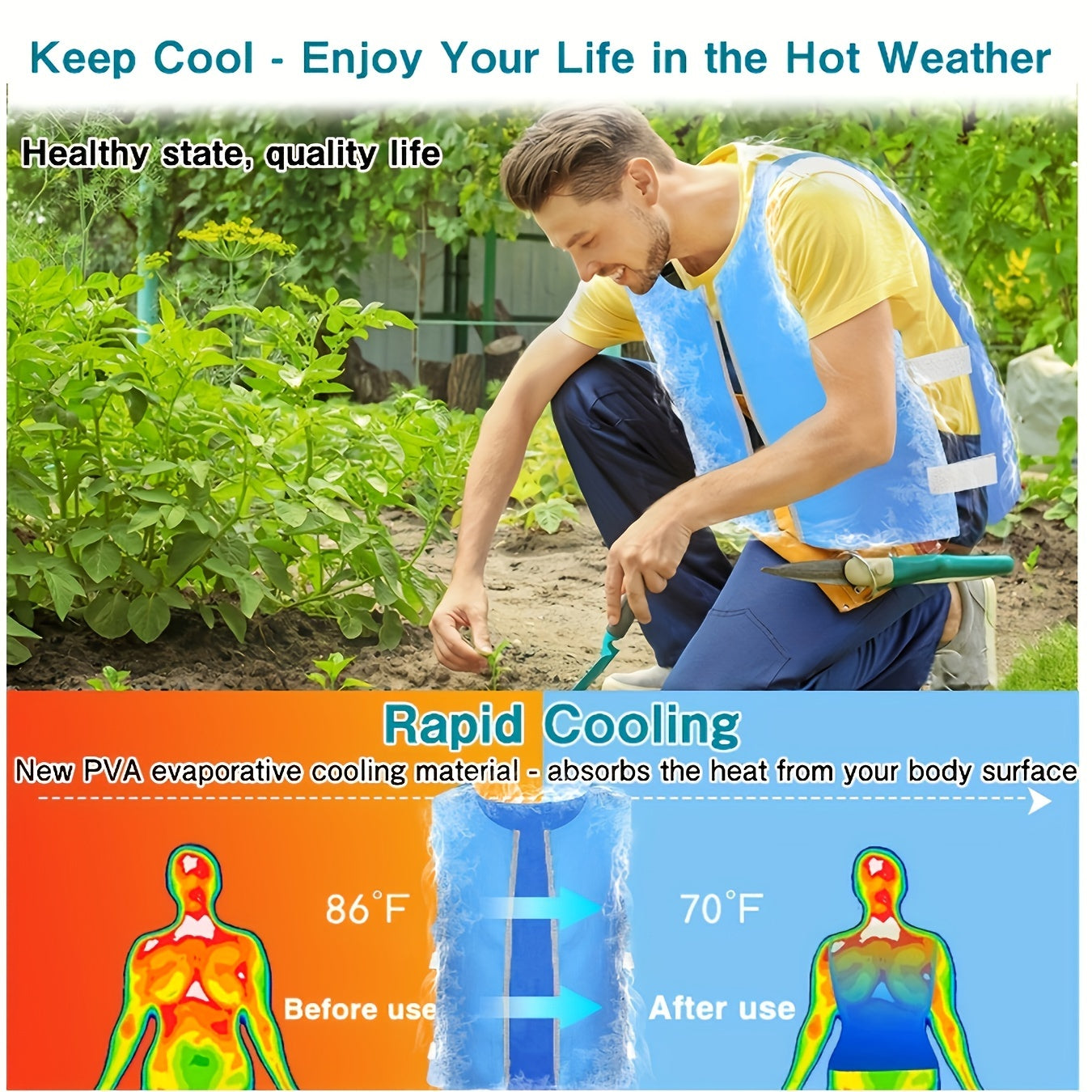 Evaporative Cooling Vest for Men and Women - Stay Ice Cold in Hot Weather with This Body Cooling System