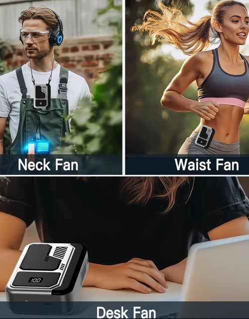 Load image into Gallery viewer, [4-in-1 Portable Fan] 4-in-1 Portable Neck Fan Rechargeable 3 Speeds Personal Fan | Wearable Clip-on Fan With USB Charging Waist Belt Solid | Great For Outdoor Work, Hands-Free Waist Clip For Work Outdoor Travel, Great Birthd
