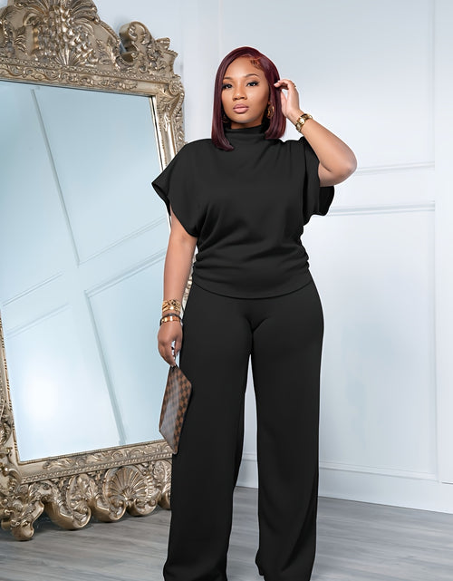 Load image into Gallery viewer, [Spring Casual Set] Two-piece Spring And Summer Casual Set | Women&#39;s Short Sleeved Semi High Neck Loose Top Wide Leg Pants Set, Casual Sports Set
