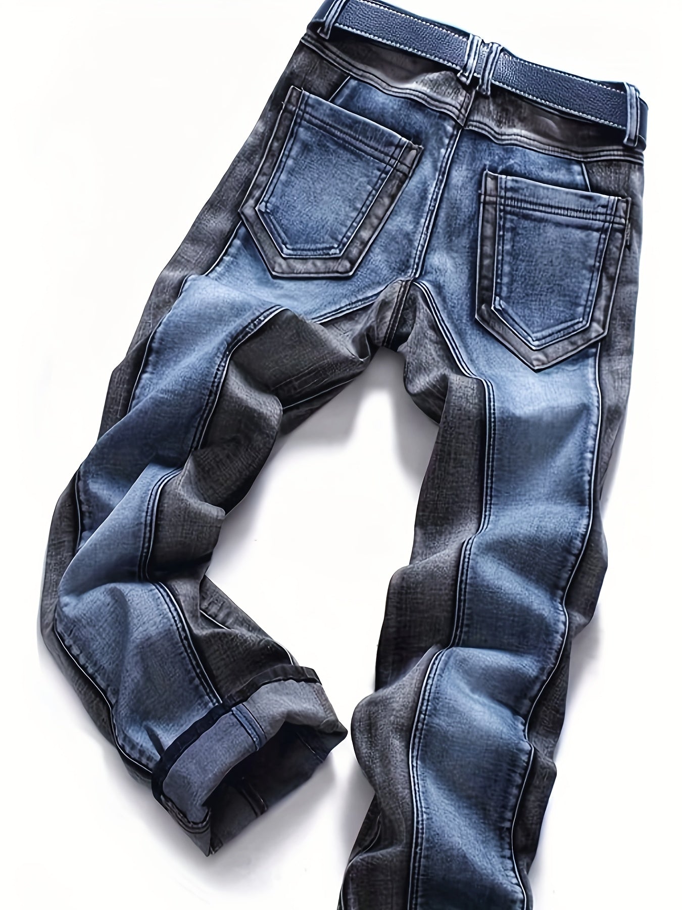 Men Two Toned Mid-rise Fashion Splice Stretchy Skinny Jeans