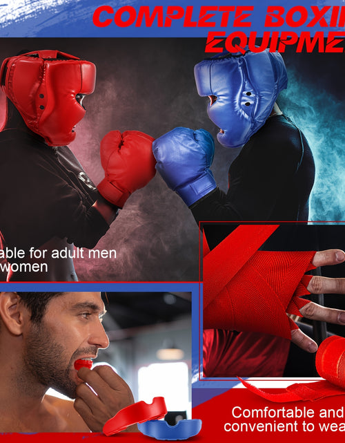 Load image into Gallery viewer, 14pcs Boxing Set Including 2 Pair Of 16 Oz Boxing Gloves Headgear Helmet Boxing Hand Wraps Sport Mouth Guards For Adults Youth Beginners Training Equipment
