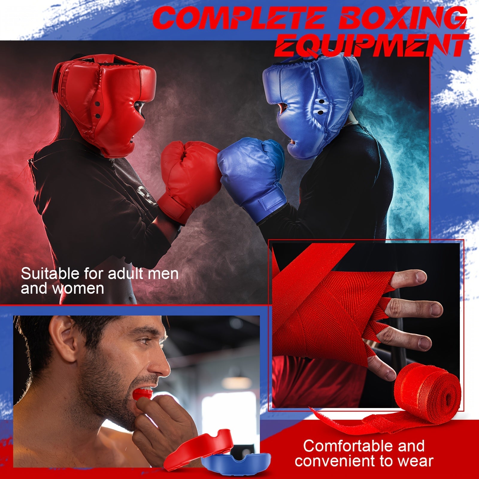 14pcs Boxing Set Including 2 Pair Of 16 Oz Boxing Gloves Headgear Helmet Boxing Hand Wraps Sport Mouth Guards For Adults Youth Beginners Training Equipment