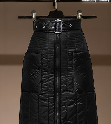 Women's Thick Viscose Winter Skirt - Windproof Warm A-Line Body-Hugging Skirt, Heavy-Duty Fiber Half-Skirt for Cold Weather, Machine Washable & Dry Cleanable,