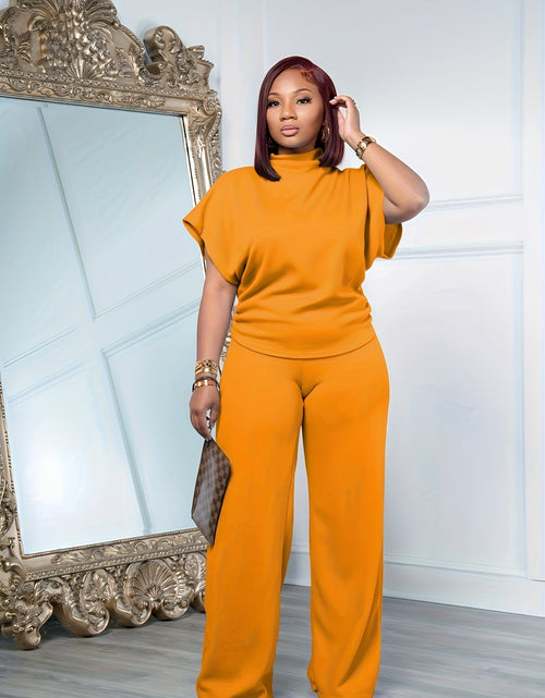 Load image into Gallery viewer, [Spring Casual Set] Two-piece Spring And Summer Casual Set | Women&#39;s Short Sleeved Semi High Neck Loose Top Wide Leg Pants Set, Casual Sports Set
