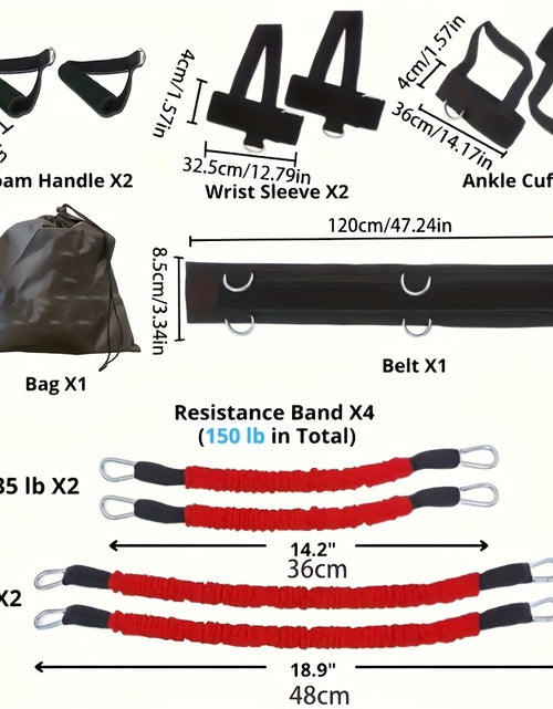 Load image into Gallery viewer, [150 Lb Resistance Belt Kit] 150 Lb Heavy Punch Resistance Belt Kit | 12pcs Resistance Ring, Full Body Workout, Improve Power/Speed/Agility | Boxing, Taekwondo, Indoor Fitness, Leg Training Equipment
