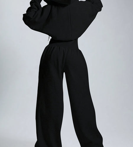 Women's Casual Solid Color Hooded Zipper Jumpsuit - Long Sleeve Elastic Waist Pantsuit, Machine Washable Spring & Autumn Outfit for Casual Attire, Comfortable Leisurewear, Durable Leisurewear