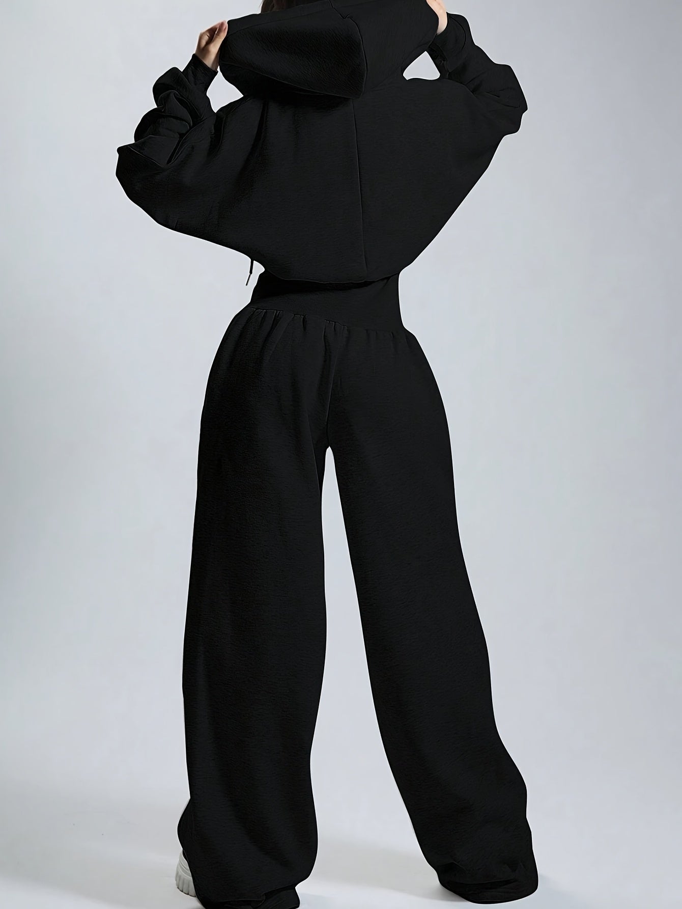 Women's Casual Solid Color Hooded Zipper Jumpsuit - Long Sleeve Elastic Waist Pantsuit, Machine Washable Spring & Autumn Outfit for Casual Attire, Comfortable Leisurewear, Durable Leisurewear