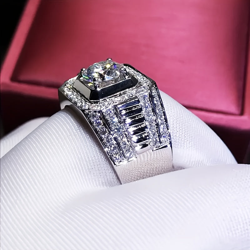 Luxury Men's Stainless Steel Ring Set with Shiny White Synthetic  Zirconia
