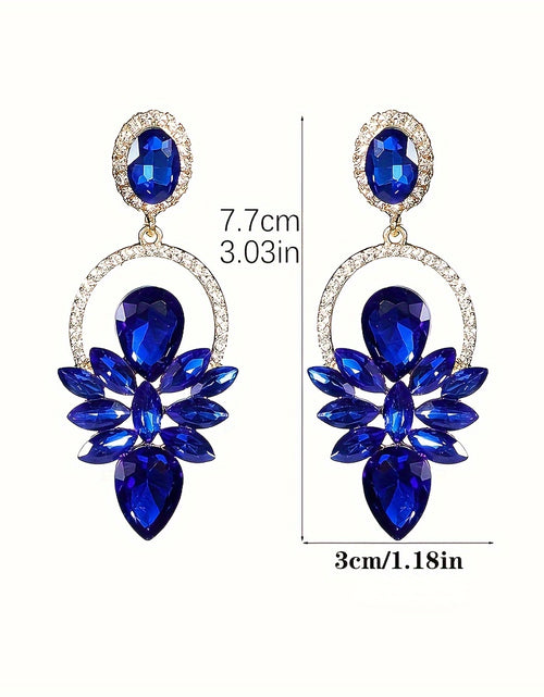 Load image into Gallery viewer, Hollow Circle Colorful Shiny Rhinestone Floral Dangle Earrings Elegant Luxury Style Earrings
