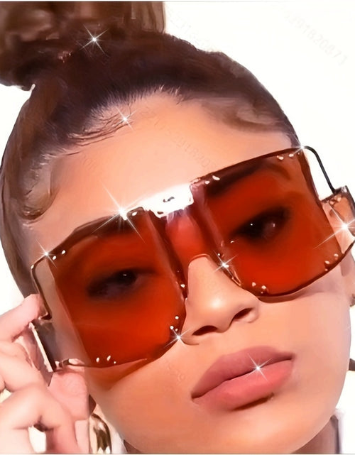 Load image into Gallery viewer, Punk Style Women&#39;s Fashion Glasses - Retro Large Frame with Rivet Accents, Protection, Durable Plastic Frame &amp; PC Lenses, Includes Microfiber Cloth for Travel, Photography, Casual Outings
