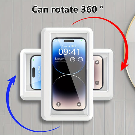 Shower Phone Holder, 360°Rotation Shower Phone Case, Bathroom Wall Mounted Phone Holder, Anti-Fog High Sensitivity Universal Cover Mount Stand, Compatible with 6.8 Inch Cell Phones, Best ForBathroom Tub Kitchen