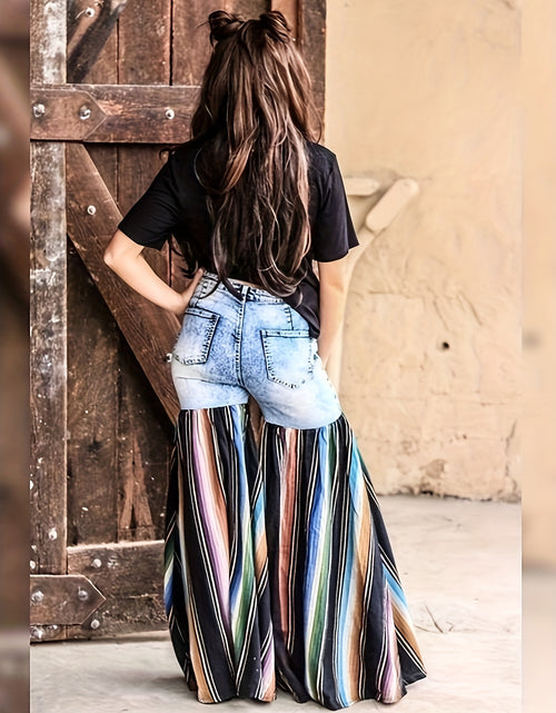 Load image into Gallery viewer, Women&#39;s Patchwork Jeans, Street Distressed Patchwork Flared Wide-leg Pants
