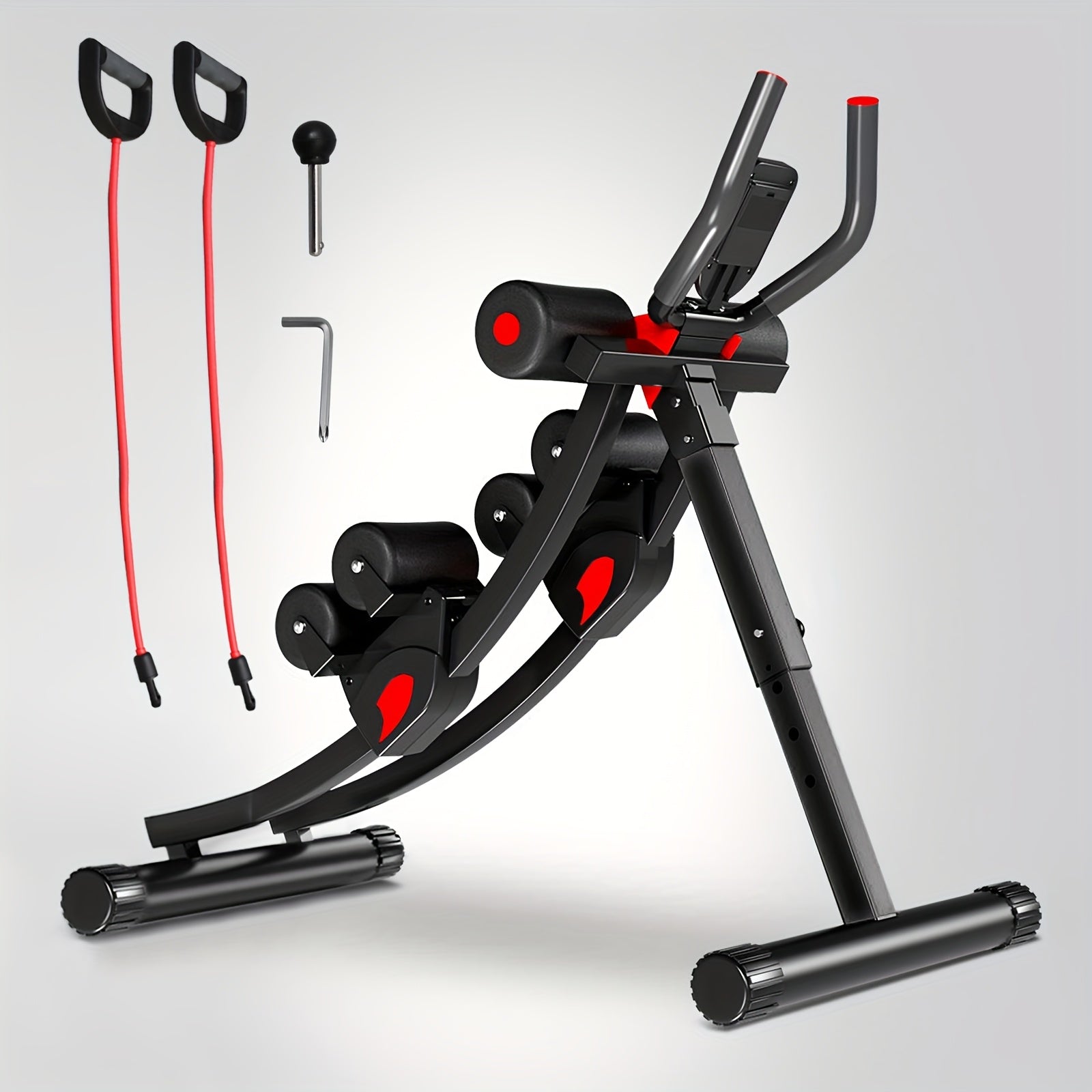 440 Lbs Ab Workout Weight Capacity Equipment, Ab Machine For Home Gym, Foldable Core & Abdominal Exercise Machine, Adjustable Ab Machine Full Body Workout Exercise Fitness Equipment Adjustable Height With Resistance Bands, Du