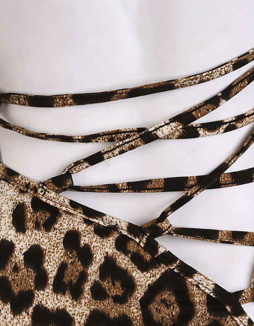 Load image into Gallery viewer, Sexy Leopard Print Bodycon Dress for Women - Long Sleeve, U-Neck with Hollow Back Detail, Machine Washable - Perfect for Summer
