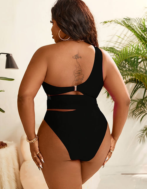 Load image into Gallery viewer, Sexy One-Piece Swimsuit Women&#39;s Plus Size Sexy One-Piece Swimsuit | High Elasticity Solid Color Black with Removable Chest Pads | High Waisted Swimsuit
