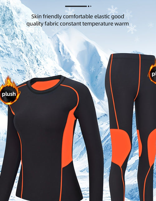 Load image into Gallery viewer, Women 2pcs Winter Sportswear Pants Outdoor Sports Riding Casual Warm Compression Underwear Leggings Set
