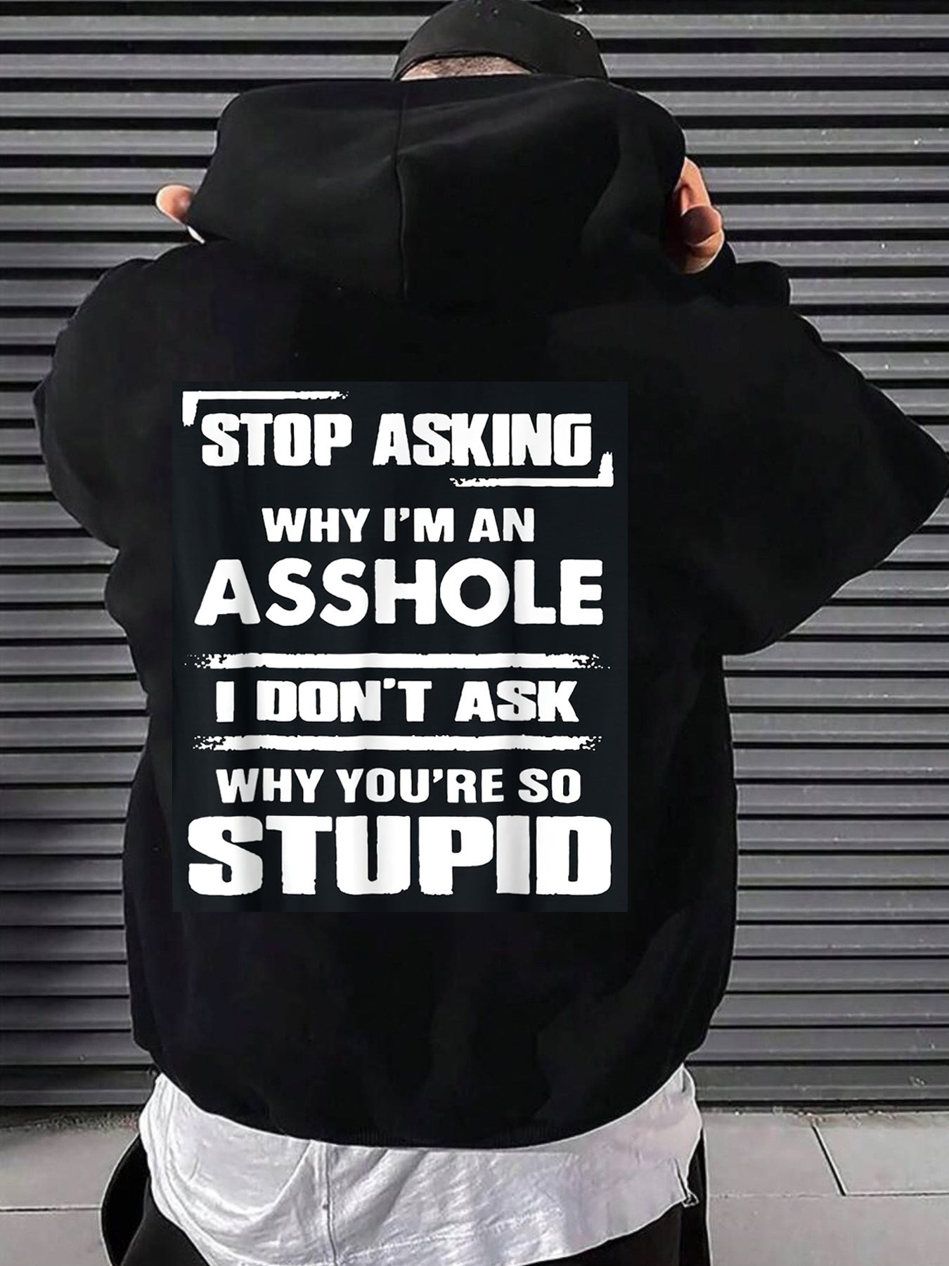 Unisex Hip Hop Alphabet Graphic Back Print Hoodie - Vintage Streetwear Pullover，Perfect for Casual Outings and Daily Wear，Four Seasons Apparel
